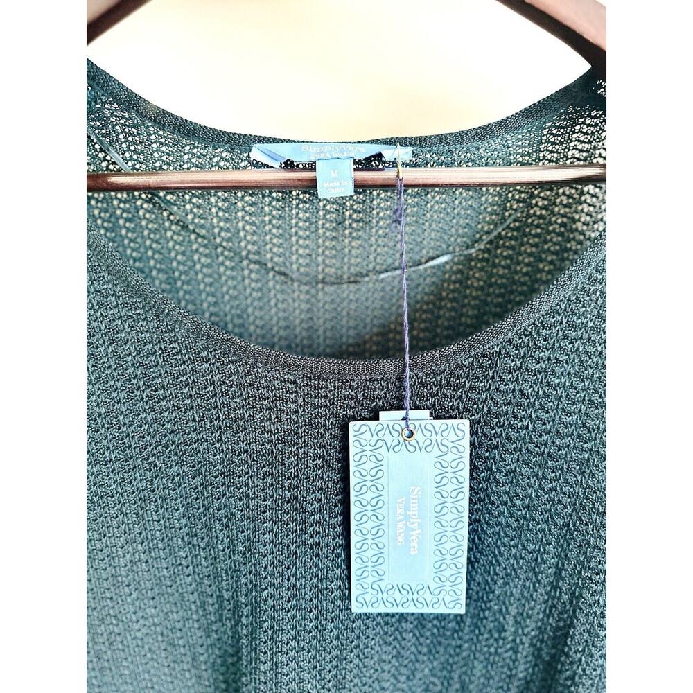 NWT WOMAN'S SIMPLY VERA VERA WANG LONG SLEEVE CROCHET BLACK TUNIC TOP MEDIUM - Picture 2 of 4